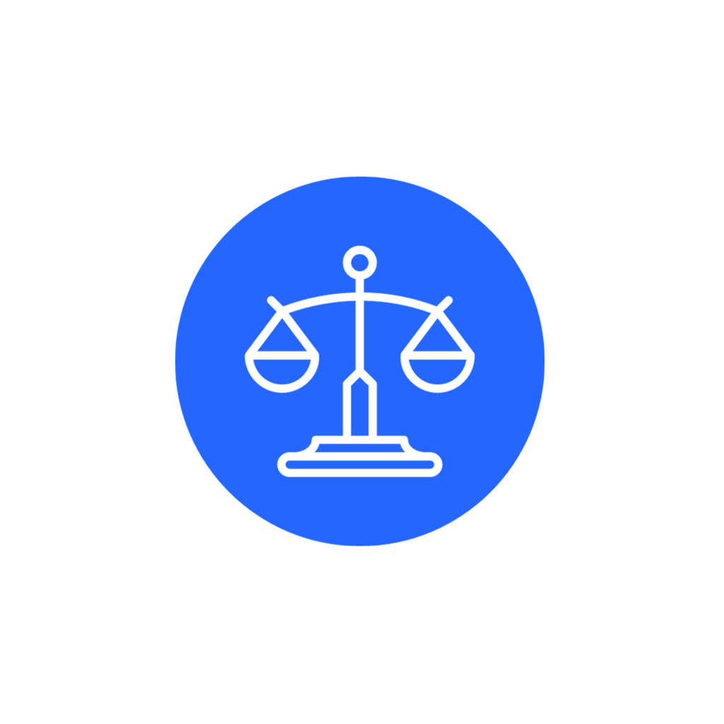 Balance blanche dans un cercle bleu
